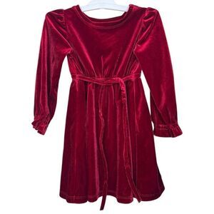 NEW INC International Concepts Girls Velvet‎ Dress 3T Red Belted Long Sleeve